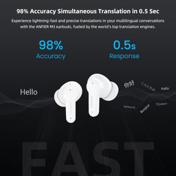 M3 Offline AI Translator Earbuds Support 144 Languages & Accents Translation Two-Way Translation Translator Device AI Translation Earbuds Real Time - Image 2