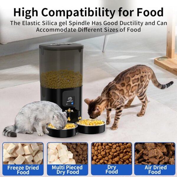 7L Automatic Cat Feeders for 2 Cats - 2.4G WiFi Timed Auto Feeder with APP Control for Remote Feeding, Automatic Cat Food Dispenser with Alexa, Detachable for Easy Clean, 1-10 Meals Per Day - Image 7