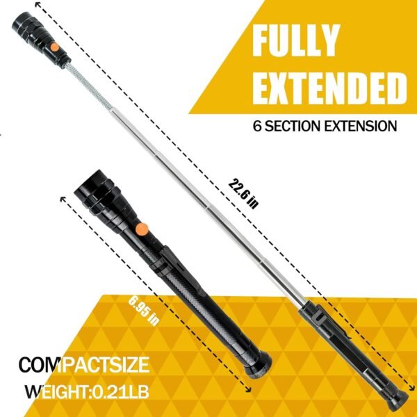 Magnetic Pickup Tool with LED Lights, Telescoping Magnet Flashlight, Cool Gadget Birthday Gifts Christmas Day Gifts for Men, Handyman, Husband, Boyfriend, Him, Father, Dad (1 Pack) - Image 2
