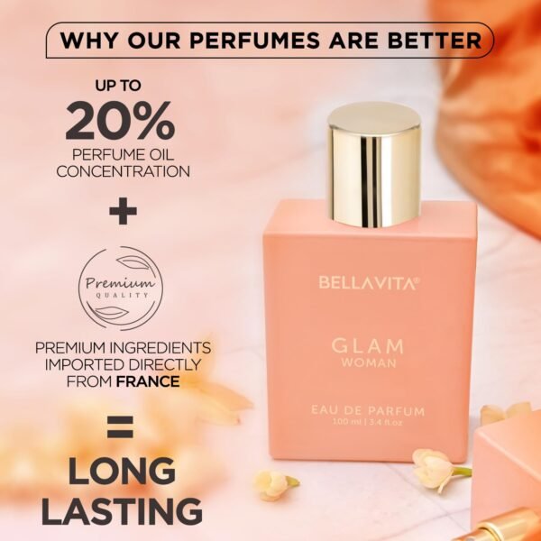 Bellavita Luxury GLAM Perfume for women | Long-Lasting Eau De Parfum | Gift for birthdays and anniversary | Vegan and Cruelty-free | perfume oil imported from France, Spain, and Italy - Image 3
