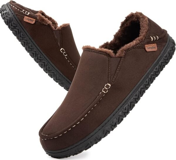 LongBay Men's Moccasin Slippers Cozy Breathable Memory Foam House Shoes for Indoor Outdoor