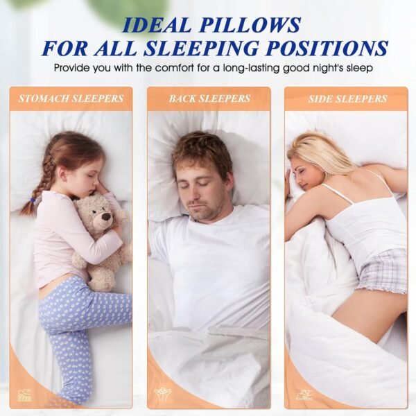 MZOIMZO Bed Pillows for Sleeping- Medium Soft, Queen Size Set of 2, Cooling Hotel Quality for Back, Stomach or Side Sleepers - Image 3