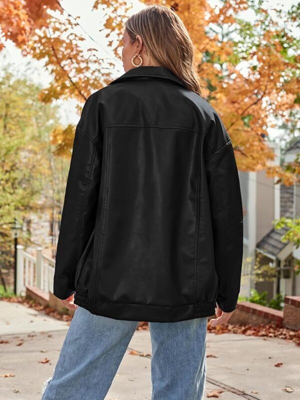 AUTOMET Womens Oversized Leather Jackets Faux Suede Fall Fashion Motorcycle Coats Winter Outfits Clothes 2024 - Image 2