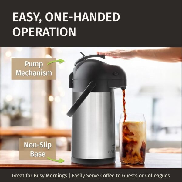 Thermal Coffee Carafe 74Oz, Keeps Coffee Hot for 12Hrs & Cold for 36Hrs, Stainless Steel Coffee thermos for Hot Drinks, Easy One-Handed Dispensing for Office, Home, Party, Durable Coffee Server Airpot - Image 8