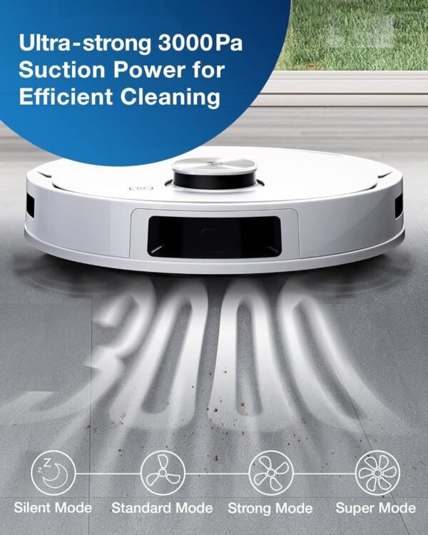 ECOVACS DEEBOT T9+ Robot Vacuum and Mop Combo with Auto-Empty Station, Precision Laser Mapping, 3D Maps, Oscillating Mopping, 3000Pa Suction, Hands-Free Cleaning for Up to 60 days, Air Freshener,White - Image 8