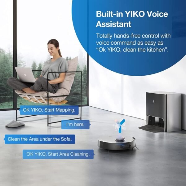 ECOVACS DEEBOT X1 Omni Robot Vacuum and Mop Combo with Self-Emptying, Auto-Wash, Auto-Refill and Auto-Hot Air Drying, 5000Pa Suction, AIVI 3D Obstacle Avoidance, Built-in YIKO Voice Assistant, Black - Image 7