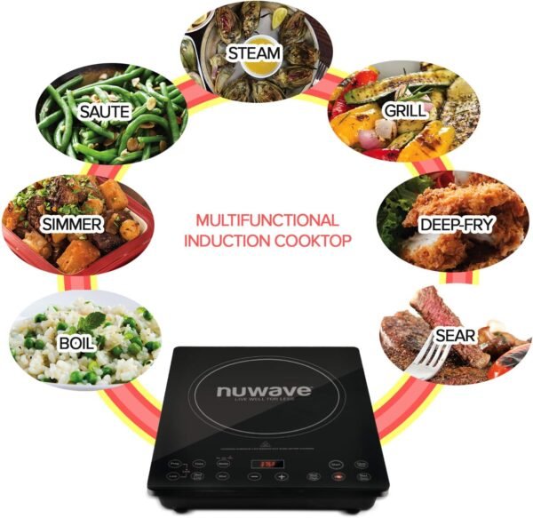 Nuwave Pro Chef Induction Cooktop, NSF-Certified, Commercial-Grade, Portable, Powerful 1800W, Large 8” Heating Coil, 94 Temp Settings 100°F - 575°F in 5°F, Shatter-Proof Ceramic Glass Surface - Image 3