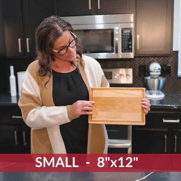 Made in USA Solid Maple Wood Cutting Board by Virginia Boys Kitchens - Butcher Block Wooden Carving Board with Juice Groove made from Sustainable North American Hardwood (8x12) - Image 8