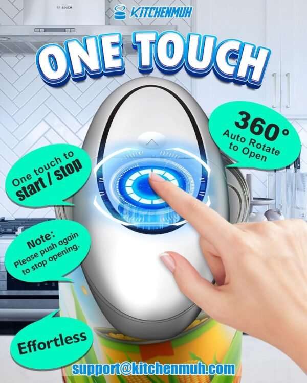One Touch Electric Can Opener Fits Almost All Can Sizes for Seniors with Arthritis, Hand Held Battery Operated Can Opener with Smooth Edge, Food Safe Kitchen Gadgets Automatic Can Opener for Kitchen - Image 7