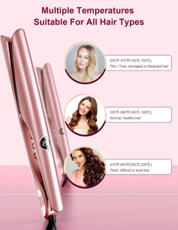LANDOT Flat Iron Curling Iron in One - Ceramic Hair Straightener and Curler 2 in 1 - Twist Straightening Curling Iron Combo for Curl Wave Straighten Hair Pro Multi-Styler - Image 5