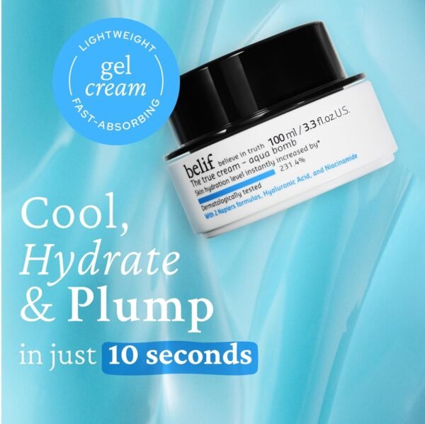 belif The True Cream Aqua Bomb | New & Improved | Hydration in 10 Seconds | Hyaluronic Acid, Niacinamide | Lightweight Hydrating Daily Moisturizer Face - Image 5