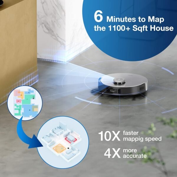 ECOVACS DEEBOT X1 Omni Robot Vacuum and Mop Combo with Self-Emptying, Auto-Wash, Auto-Refill and Auto-Hot Air Drying, 5000Pa Suction, AIVI 3D Obstacle Avoidance, Built-in YIKO Voice Assistant, Black - Image 6