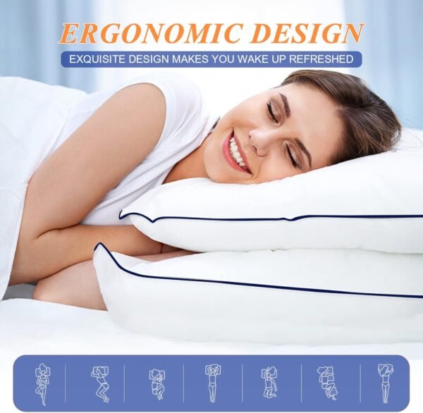 MZOIMZO Bed Pillows for Sleeping- Medium Soft, Queen Size Set of 2, Cooling Hotel Quality for Back, Stomach or Side Sleepers - Image 4