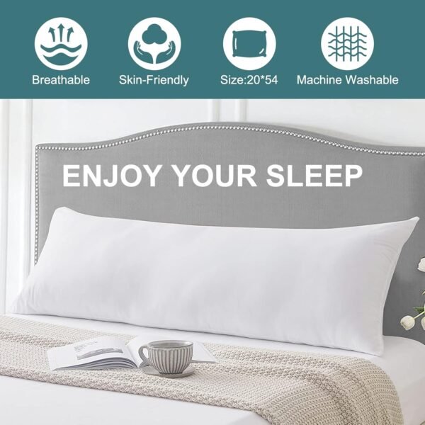 DOWNCOOL Large Body Pillow Insert- Breathable Full Body Pillow for Side Sleeper - Soft Long Bed Pillow for Adults - 20 x 54 inch - Image 4