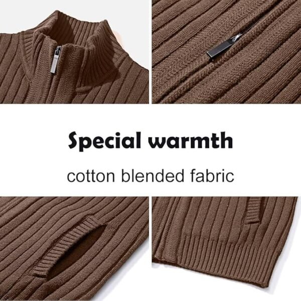 Pioneer Camp Men's Cardigan Sweaters Full Zip Up Stand Collar Slim Fit Casual Knitted Sweater with 2 Front Pockets - Image 2