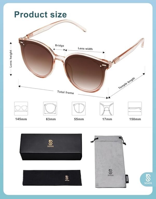 SOJOS Sunglasses Womens Trendy 2024 Classic Round Retro Vintage Shades Large Frame Sunnies SJ2067 - Image 3