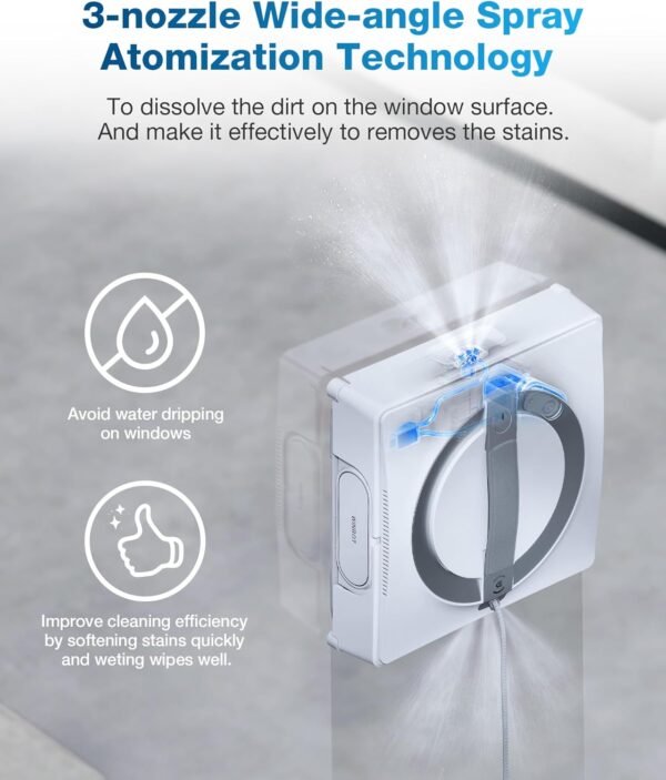 ECOVACS Winbot W2 Omni Portable Window Cleaning Robot, Intelligent Cleaning with Three-Nozzle Wide-Angle Spray Technology, Win SLAM 4.0 Path Planning, Deep Edge Cleaning, 5500Pa Suction Power - Image 4