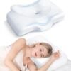 Osteo Cervical Pillow for Neck Pain Relief, Hollow Design Odorless Memory Foam Pillows with Cooling Case, Adjustable Orthopedic Bed Pillow for Sleeping, Support for Side Back Sleepers