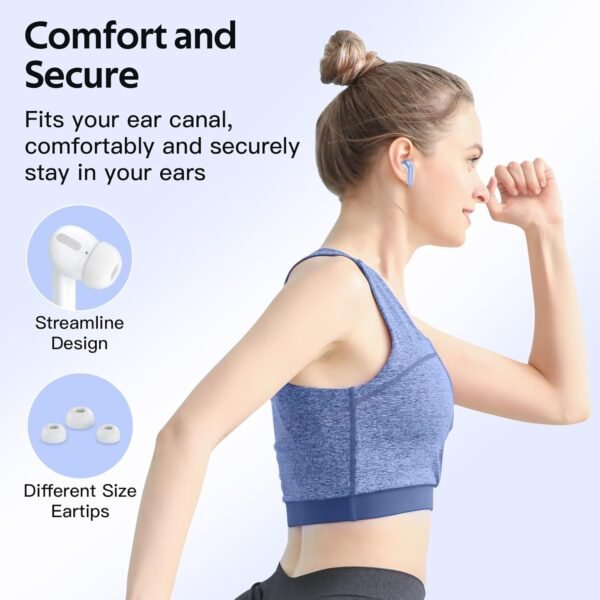 TAGRY Bluetooth Headphones True Wireless Earbuds 60H Playback LED Power Display Earphones with Wireless Charging Case IPX5 Waterproof in-Ear Earbuds with Mic for Smart Phone Laptop TV Computer Sports - Image 4