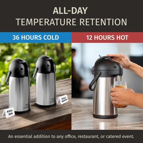 Thermal Coffee Carafe 74Oz, Keeps Coffee Hot for 12Hrs & Cold for 36Hrs, Stainless Steel Coffee thermos for Hot Drinks, Easy One-Handed Dispensing for Office, Home, Party, Durable Coffee Server Airpot - Image 6