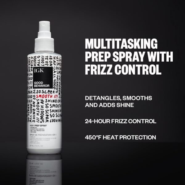 IGK GOOD BEHAVIOR 4-in-1 Prep Spray | Leave In + Detangle + Heat Protectant | Vegan + Cruelty Free | - Image 12