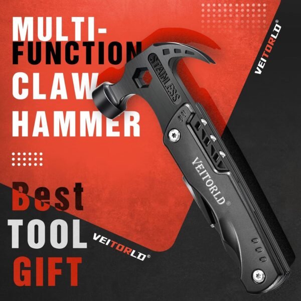 VEITORLD Christmas Stocking Stuffers for Men, Gifts for Men Dad Him, Anniversary Birthday Gifts Idea for Men Him Husband Boyfriend, All in One Tools Hammer Multitool, Camping Hunting Hiking Presents - Image 3