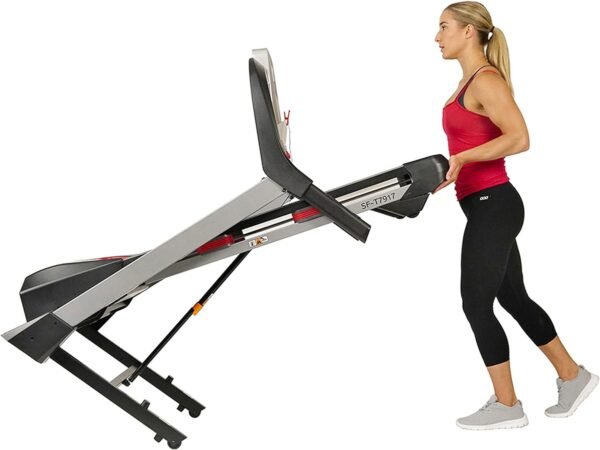 Sunny Health & Fitness Compact & Foldable Treadmill, Non-Slip Surface, Optional Dual Mode Walking/Running, Non-Electric Fixed Incline, Digital Monitor, Smart Bluetooth Connection with SunnyFit App - Image 4