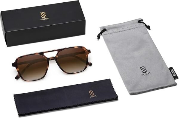 SOJOS Retro Aviator Sunglasses for Women Men,Trendy Rectangle Womens Mens Shades Sun Glasses SJ2202 - Image 5