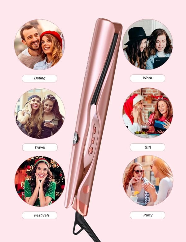 LANDOT Flat Iron Curling Iron in One - Ceramic Hair Straightener and Curler 2 in 1 - Twist Straightening Curling Iron Combo for Curl Wave Straighten Hair Pro Multi-Styler - Image 8