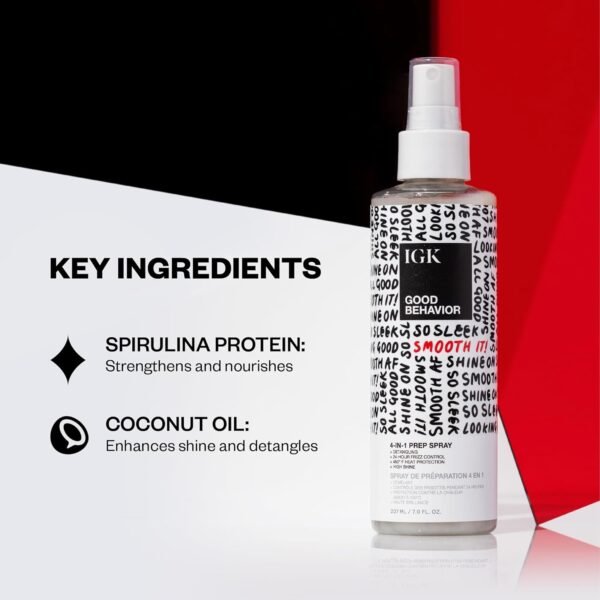 IGK GOOD BEHAVIOR 4-in-1 Prep Spray | Leave In + Detangle + Heat Protectant | Vegan + Cruelty Free | - Image 10