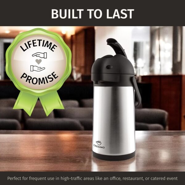 Thermal Coffee Carafe 74Oz, Keeps Coffee Hot for 12Hrs & Cold for 36Hrs, Stainless Steel Coffee thermos for Hot Drinks, Easy One-Handed Dispensing for Office, Home, Party, Durable Coffee Server Airpot - Image 5