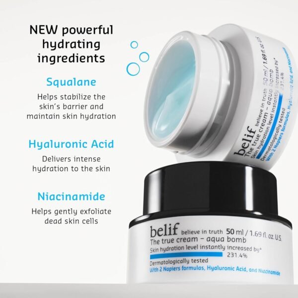 belif The True Cream Aqua Bomb | New & Improved | Hydration in 10 Seconds | Hyaluronic Acid, Niacinamide | Lightweight Hydrating Daily Moisturizer Face - Image 2