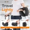 MLVOC Travel Pillow 100% Pure Memory Foam Neck Pillow, Comfortable & Breathable Cover, Machine Washable, Airplane Travel Kit with 3D Contoured Eye Masks, Earplugs, and Luxury Bag, Standard (Black) - Image 3