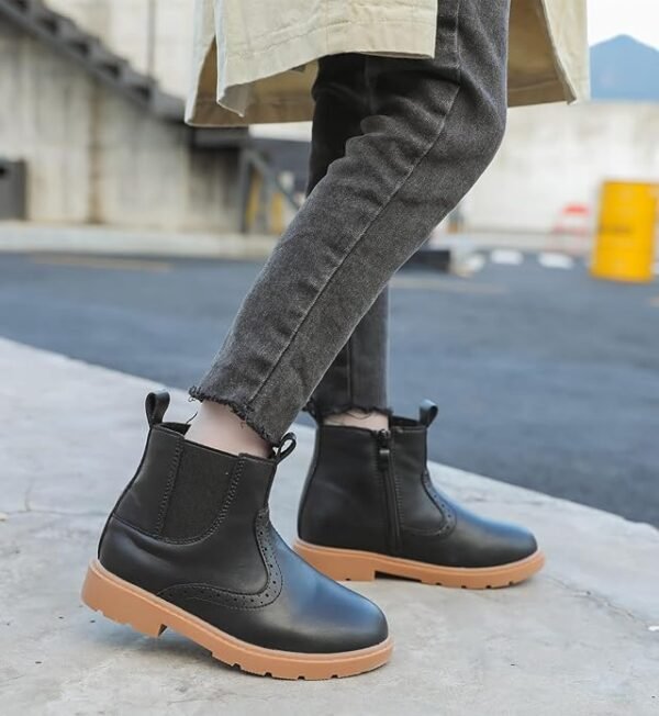 DADAWEN Boys Girls Waterproof Outdoor Side Zipper Comfort Chelsea Ankle Boots Combat Ankle Booties (Toddlers/Little Kids/Big Kids) - Image 3