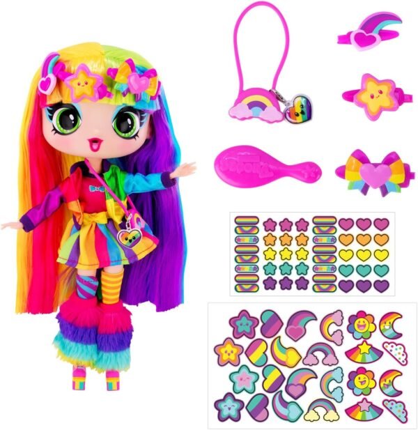 Decora Fashion Girlz 11” Doll – Rainbow Hair, Stickers & Endless Style Fun for Creative Play - Image 4