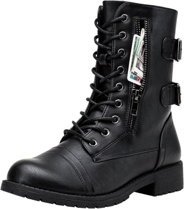 Vepose Women's 928 Military Combat Boots Mid Calf Boots+with Card Knife Wallet Pocket