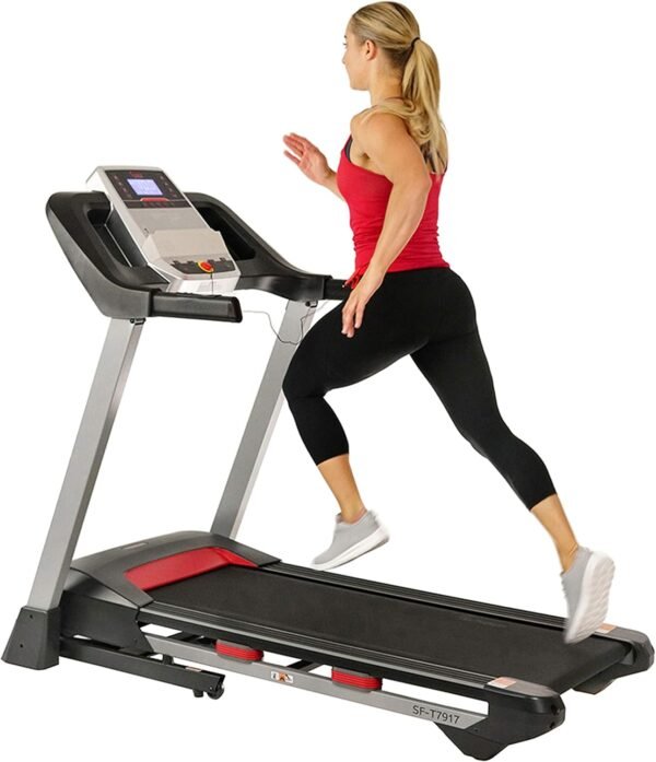 Sunny Health & Fitness Compact & Foldable Treadmill, Non-Slip Surface, Optional Dual Mode Walking/Running, Non-Electric Fixed Incline, Digital Monitor, Smart Bluetooth Connection with SunnyFit App - Image 2