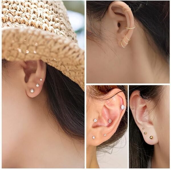 IFKM 36 PCS Gold Plated Jewelry Set with 4 PCS Necklace, 11 PCS Bracelet, 7 PCS Ear Cuffs Earring, 14 Pcs Knuckle Rings for Women Girls Valentine Anniversary Birthday Friendship Gift - Image 7