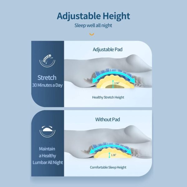 RESTCLOUD Adjustable Lumbar Support Pillow for Sleeping Memory Foam Back for Lower Pain Relief for Sleeping for Bed and Chair - Image 3
