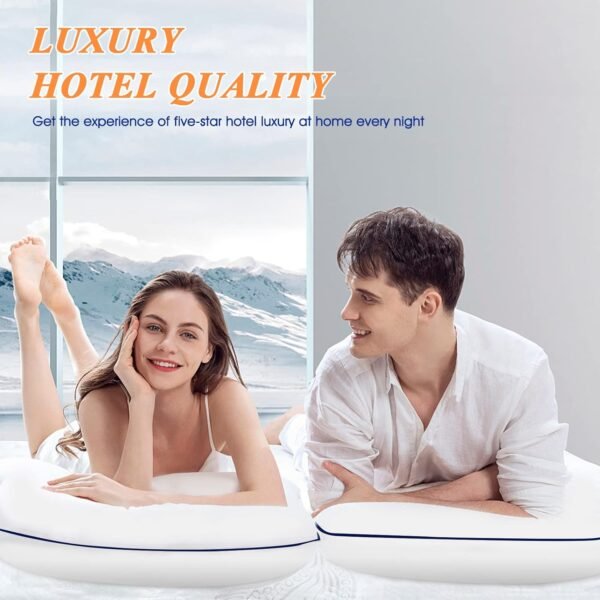 MZOIMZO Bed Pillows for Sleeping- Medium Soft, Queen Size Set of 2, Cooling Hotel Quality for Back, Stomach or Side Sleepers - Image 2