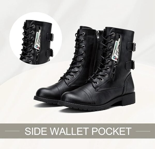 Vepose Women's 928 Military Combat Boots Mid Calf Boots+with Card Knife Wallet Pocket - Image 5