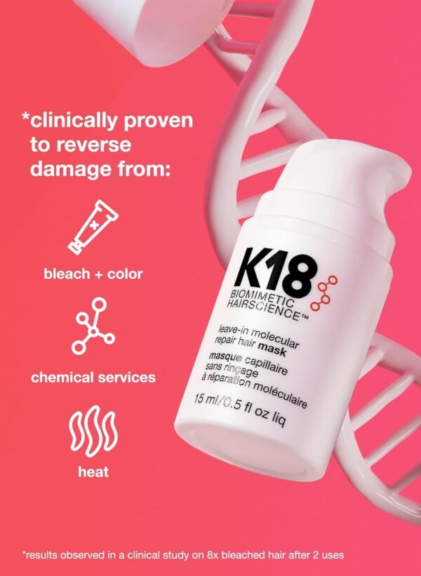 K18 Leave-In Molecular Hair Mask, Repairs Dry or Damaged Hair, Reverse Hair Damage from Bleach, Color, Chemical Services & Heat - Image 4