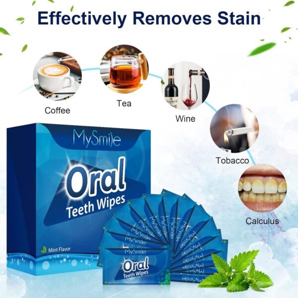 MySmile 100pcs Teeth Wipes Disposal Finger Brush Deep Cleaning Teeth Wipes Oral Brush Up Tooth Wipes ​for Teeth Cleaning, Mint Flavor - Image 6