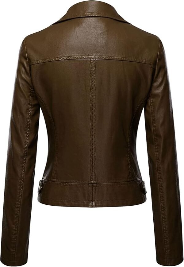 Tanming Women's Faux Leather Moto Biker Short Coat Jacket - Image 5