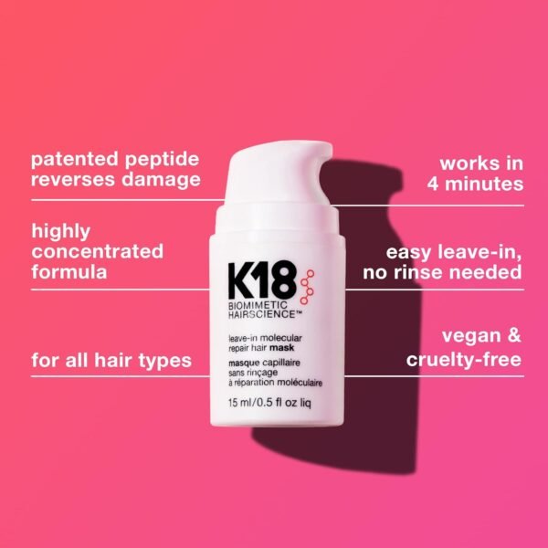 K18 Leave-In Molecular Hair Mask, Repairs Dry or Damaged Hair, Reverse Hair Damage from Bleach, Color, Chemical Services & Heat - Image 5