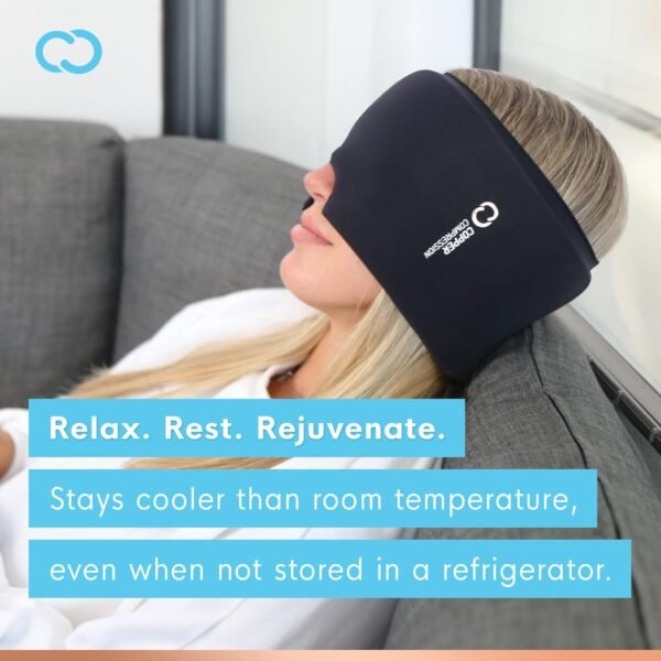 Copper Compression Copper Freeze Migraine Relief Mask Cap w/Cryo Compression - Reusable 360° Ice Pack Band for Headaches - Eases Nausea, Sinus Pressure, Tension - Gift for Women, Men, Moms - One Size - Image 6