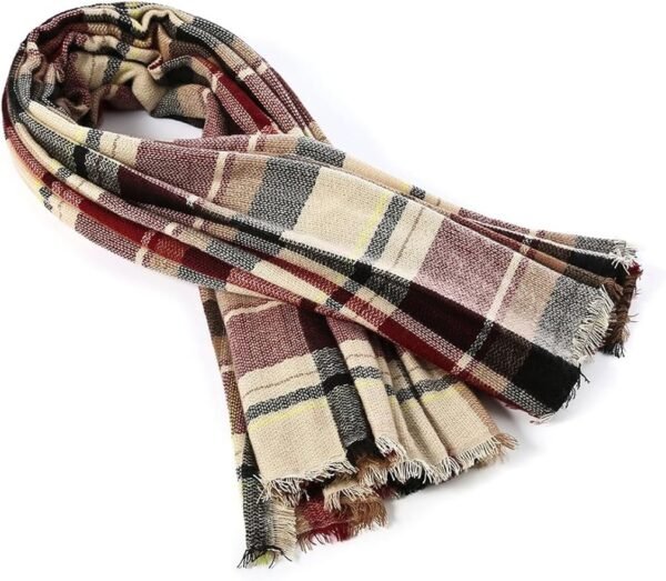 American Trends Womens Fall Winter Scarf Plaid Tassel Soft Warm Blanket Scarves Womens Shawl Wraps - Image 2