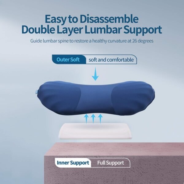 RESTCLOUD Adjustable Lumbar Support Pillow for Sleeping Memory Foam Back for Lower Pain Relief for Sleeping for Bed and Chair - Image 4