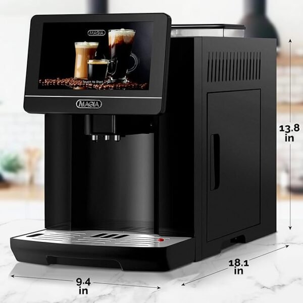 Zulay Magia Fully Automatic Espresso Machine With Grinder - 19 Customizable Coffee Options - Includes Deluxe Espresso Cups - Auto-Cleaning For Easy Maintenance - Milk-Foam System - OG Black - Image 4