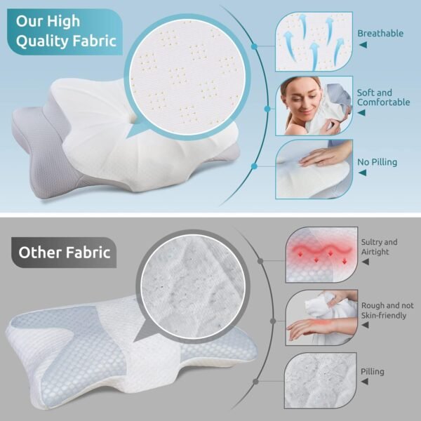 DONAMA Cervical Pillow for Neck and Shoulder,Contour Memory Foam Pillow,Ergonomic Neck Support Pillow for Side Back Stomach Sleepers with Pillowcase - Image 5